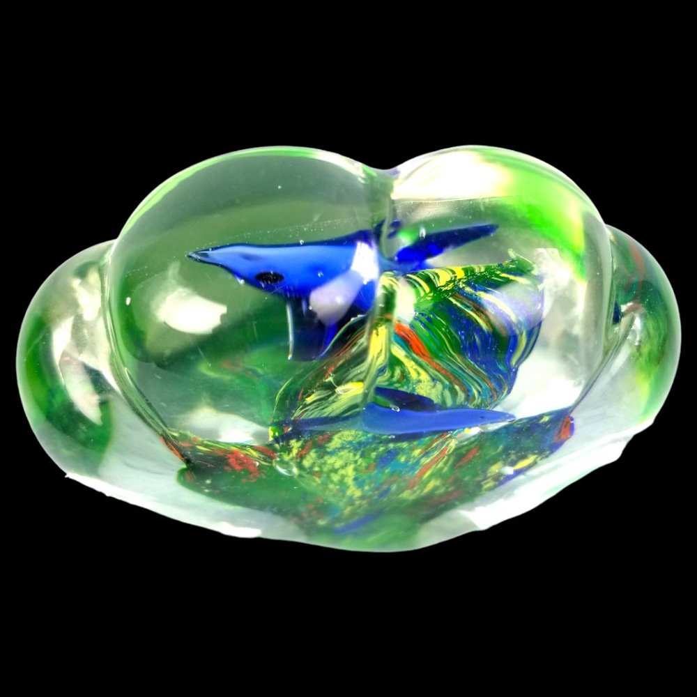 Murano Hand-Blown Double-Sided Fish Aquarium Italian Art Glass Paperweight. - Picture 14 of 15